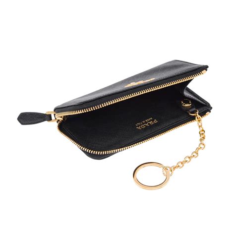 prada saffiano pouch key trick|Black Saffiano Leather Keychain .